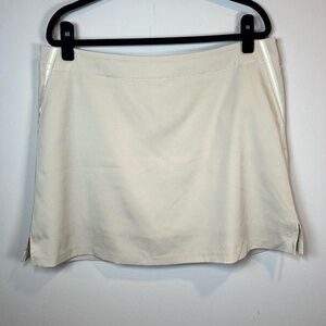 Lady Hagen Performance Skort Skirt Beige Lined Stretch Ribbon Pockets Golf Sz 16